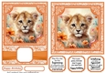 5x7 and 6x6 aprox Orange lion card fronts