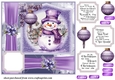 Purple Christmas snowman card front 2