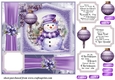 Purple Christmas snowman card front 3