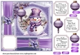 Purple Christmas snowman card front 4