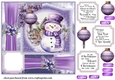 Purple Christmas snowman card front 5