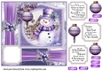 Purple Christmas snowman card front 6