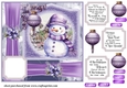 Purple Christmas snowman card front 7