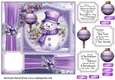 Purple Christmas snowman card front 8