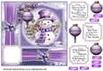 Purple Christmas snowman card front 9