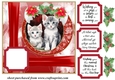 Red Christmas kittens card front 1