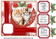 Red Christmas kittens card front 2