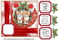 Red Christmas kittens card front 4