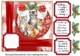 Red Christmas kittens card front 7