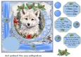 Blue Christmas wolf card front 2