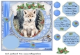 Blue Christmas wolf card front 3