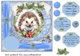 Blue Christmas hedgehog card front 1