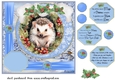 Blue Christmas hedgehog card front 3