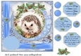 Blue Christmas hedgehog card front 4