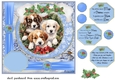 Blue Christmas puppies card front 1
