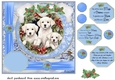 Blue Christmas puppies card front 2
