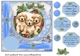 Blue Christmas puppies card front 3