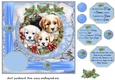 Blue Christmas puppies card front 5