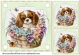 3 Green floral pup in basket card front/toppers 3