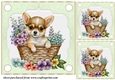 3 Green floral pup in basket card front/toppers 4