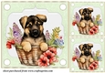 3 Green floral pup in basket card front/toppers 8