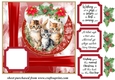 Red Christmas kittens card front (new) 2