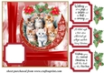 Red Christmas kittens card front (new) 5