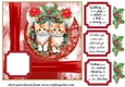 Red Christmas kittens card front (new) 7
