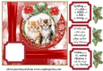 Red Christmas kittens card front (new) 9