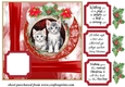 Red Christmas kittens card front (new) 10