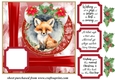 Red Christmas fox card front 1