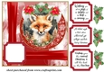 Red Christmas fox card front 2
