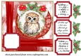 Red Christmas owl card front 4