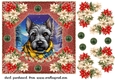 Poinsettia Scottish terrier card front 4