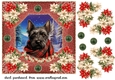 Poinsettia Scottish terrier card front 5