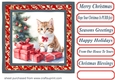 Holly Christmas kitty card front 2