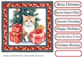 Holly Christmas kitty card front 8
