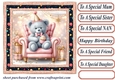 Pink Birthday bear in arm chair card front 2