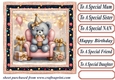 Pink Birthday bear in arm chair card front 4