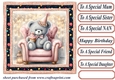 Pink Birthday bear in arm chair card front 5