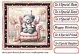 Pink Birthday bear in arm chair card front 7