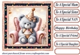 Pink Birthday bear in arm chair card front 10