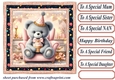 Pink Birthday bear in arm chair card front 12