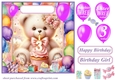 Age 3 Birthday bear card front 1