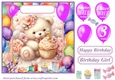 Age 3 Birthday bear card front 2