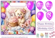 Age 3 Birthday bear card front 3