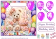 Age 4 Birthday bear card front 4