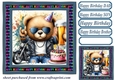 Biker bear Birthday card front 2