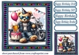 Biker bear Birthday card front 3