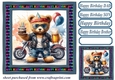 Biker bear Birthday card front 5